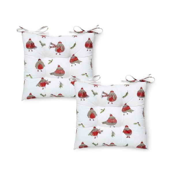 2 sėdimųjų pagalvėlių komplektas su Kalėdų motyvais 40x40 cm Christmas Robins - Catherine Lansfield