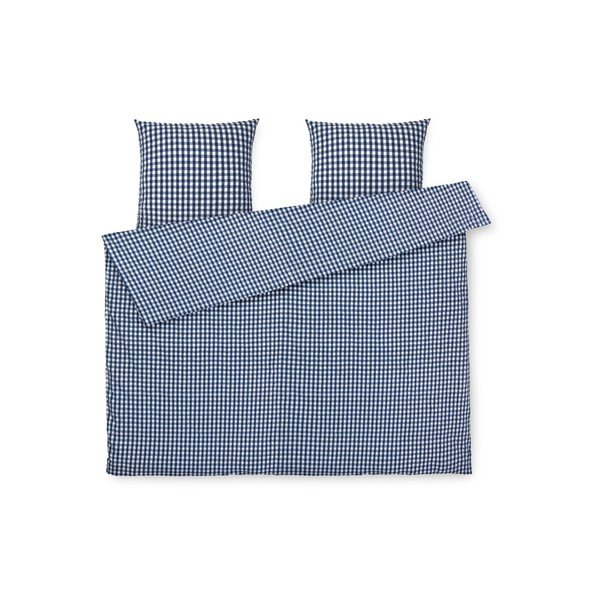 Dvigulė/itin ilga patalynė baltos spalvos/tamsiai mėlynos spalvos banguotos tekstūros 200x220 cm Bæk&Bølge – JUNA