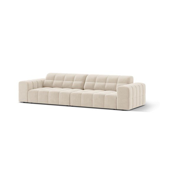 Kreminės spalvos sofa iš velveto 252 cm Chicago – Cosmopolitan Design-image-1
