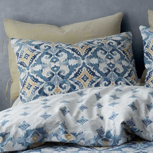 Dvigulė patalynė mėlynos spalvos/kreminės spalvos 200x200 cm Inara Ikat – Pineapple Elephant-image-3