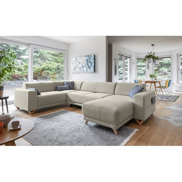Smėlio spalvos sulankstoma/su sandėliavimo vieta kampinė sofa (su kairiuoju kampu/„U“ formos) Classy Sophie – Miuform-image-3