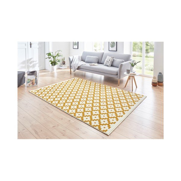 Kreminės ir geltonos spalvos kilimas Hanse Home Celebration Lattice, 120 x 170 cm-image-1