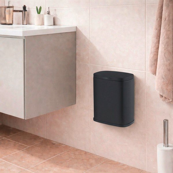 Juodos spalvos iš plieno šiukšliadėžė sieninė 3 l Sare – Wenko-image-1