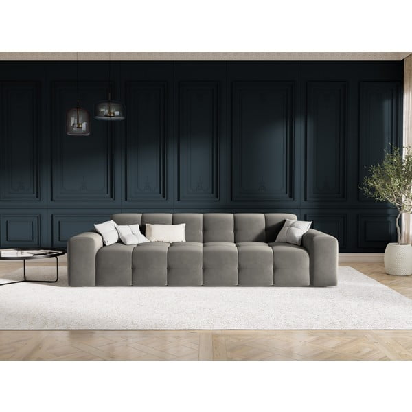 Pilka aksominė sofa 255 cm Kendal - Micadoni Home-image-1
