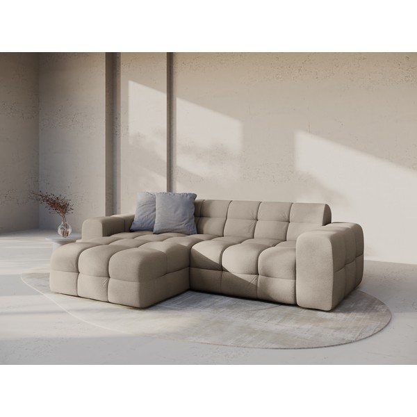 Rudos spalvos kampinė sofa (su kairiuoju kampu/su gultu) Kendal – Micadoni -image-1