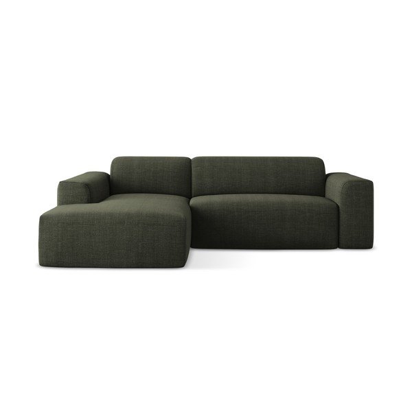 Žalios spalvos kampinė sofa (su kairiuoju kampu/su gultu) Keli – Makamii