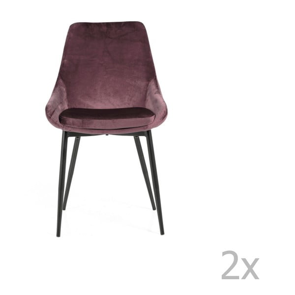 2 rausvų valgomojo kėdžių su aksomo apmušalais rinkinys "Tenzo Lex