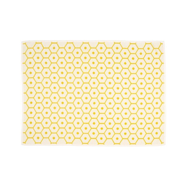 Geltonos spalvos iš vilnos mišinio antklodė ir pledas 140x180 cm Honey Lemon – Pappelina-image-1
