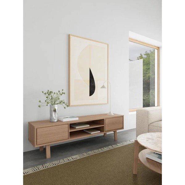 Šviesios natūralios spalvos TV spintelė iš medienos lukšto 180x50x40 cm Lamberth – Actona-image-1