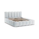 Dvigulė lova šviesiai pilkos spalvos audiniu dengta su sandėliavimo vieta su lovos grotelėmis 160x200 cm Lupine – Micadoni 