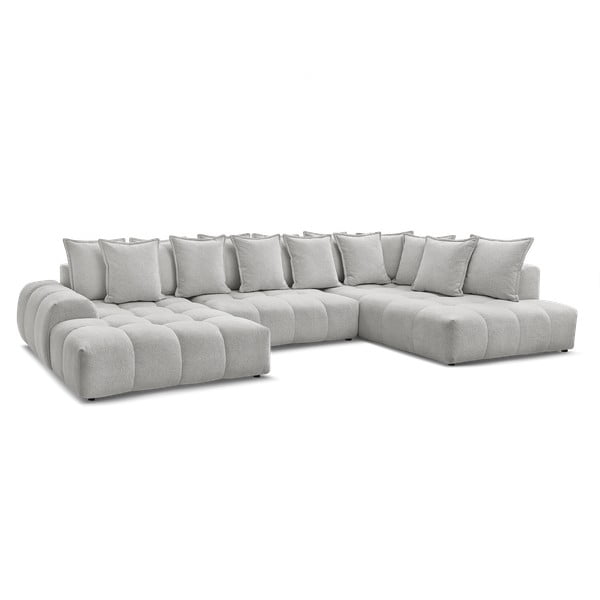 Šviesiai pilkos spalvos iš šenilinio audinio sulankstoma/su sandėliavimo vieta kampinė sofa (su dešiniuoju kampu/„U“ formos) Everest – Bobochic Paris-image-3