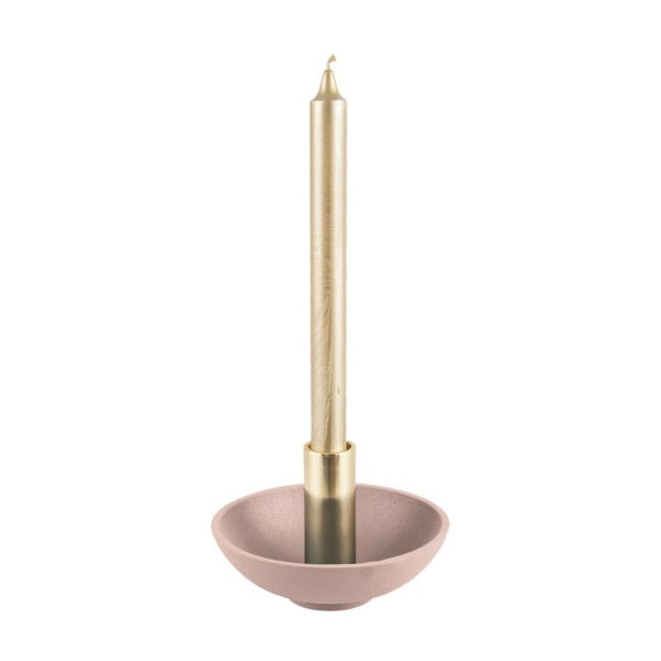 Rožinės spalvos žvakidė su auksine detale PT LIVING Nimble, aukštis 9,5 cm