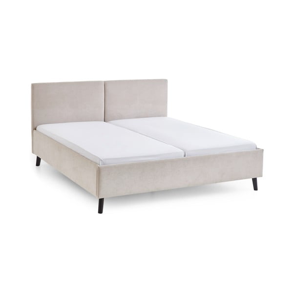 Smėlio spalvos dvigulė lova audiniu dengta su lovos grotelėmis 160x200 cm Piano – Meise Möbel