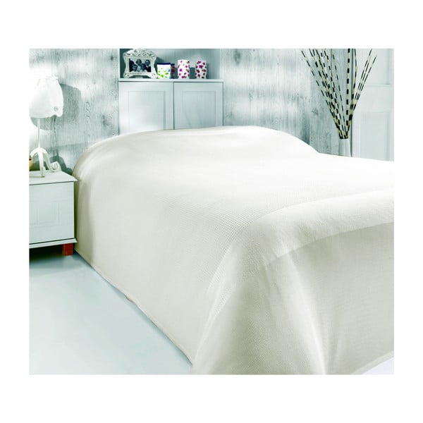 Šviesiai smėlio spalvos lengvas bambuko pluošto užtiesalas ant dvigulės lovos "Classic", 200 x 240 cm