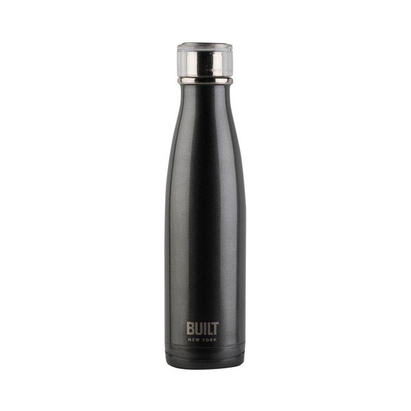 Juodas nerūdijančio plieno termo butelis "Creative Tops Built", 483 ml