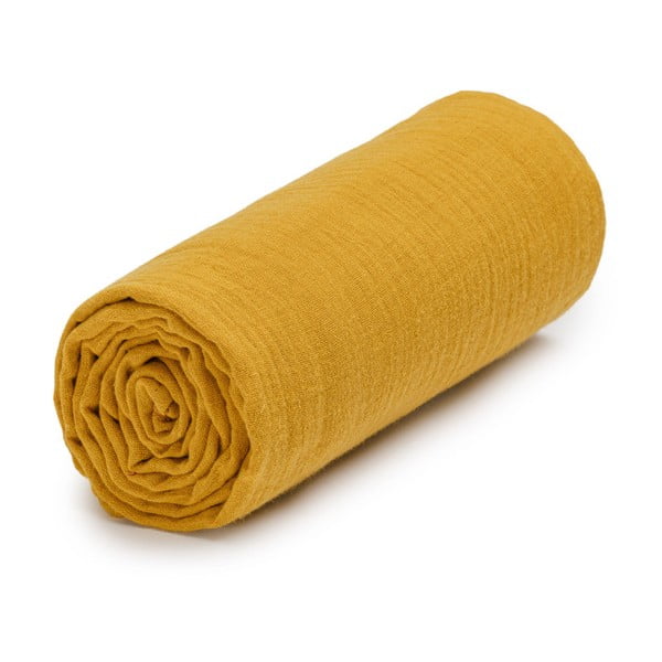 Iš muslino vaikiškas rankšluostis geltonos spalvos 120x120 cm – T-TOMI