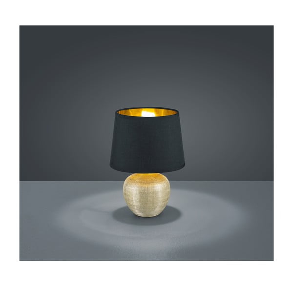 Juodos keramikos ir audinio stalinis šviestuvas Reality Luxor, aukštis 26 cm-image-1