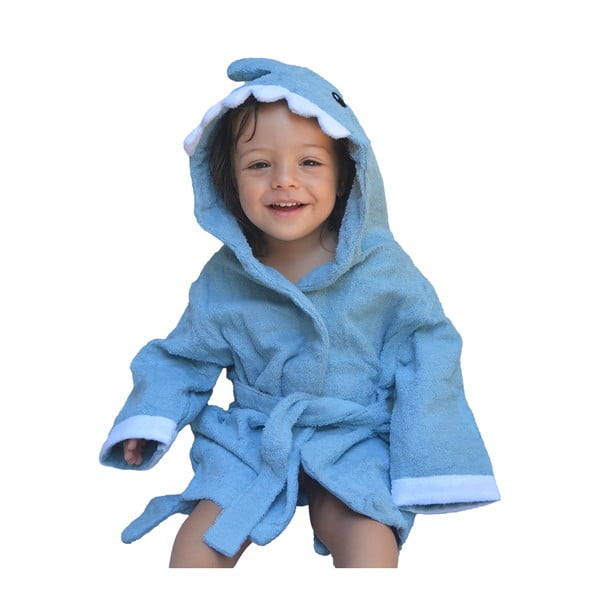 Mėlynas medvilninis kūdikių chalatas L dydžio Shark - Rocket Baby