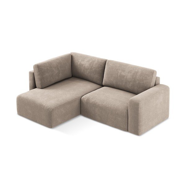 Smėlio spalvos sulankstoma/su sandėliavimo vieta kampinė sofa iš šenilinio audinio (su kairiuoju kampu/„L“ formos) Kona – Makamii-image-3