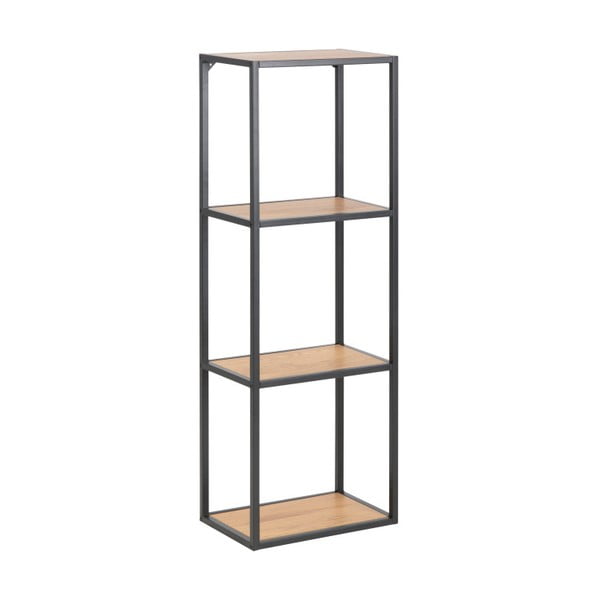 Knygų lentyna juodos spalvos/natūralios spalvos iš ąžuolo 37x108 cm Seaford – Actona-image-2