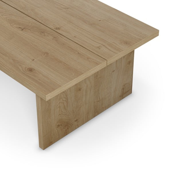 Natūralios spalvos kavos staliukas su ąžuolo dekoro stalviršiu 70x120 cm Loana – Marckeric-image-2