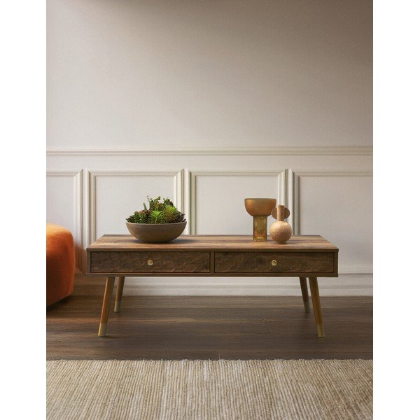 Tamsios natūralios spalvos kavos staliukas 59x110 cm Frida – Premier Housewares-image-4