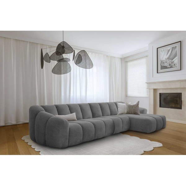 Pilkos spalvos kampinė sofa (su dešiniuoju kampu/su gultu) Shell – Miuform-image-1