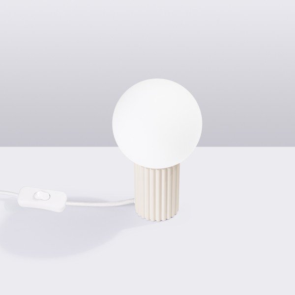 Kreminės spalvos stalinis šviestuvas (aukštis 19 cm) su stiklo gaubtu Orbital – Sollux-image-2