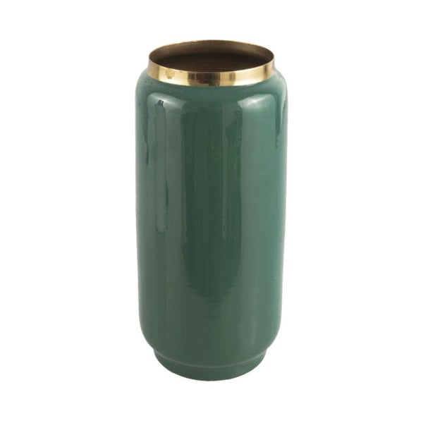 Žalia vaza su aukso detalėmis PT LIVING Flare, aukštis 27 cm