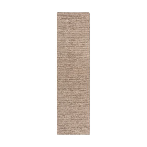 Rankų darbo smėlio spalvos iš vilnos kilimas 80x230 cm Harris Boucle – Flair Rugs
