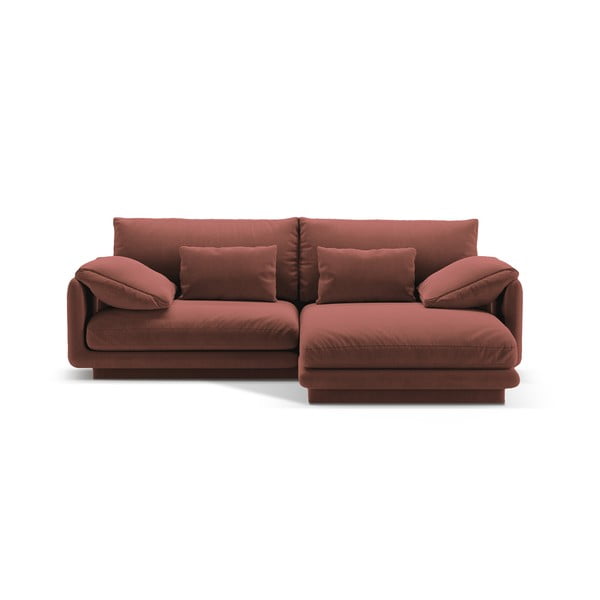 Iš velveto kampinė sofa rožinės spalvos (su dešiniuoju kampu/su gultu) Torino – Micadoni 