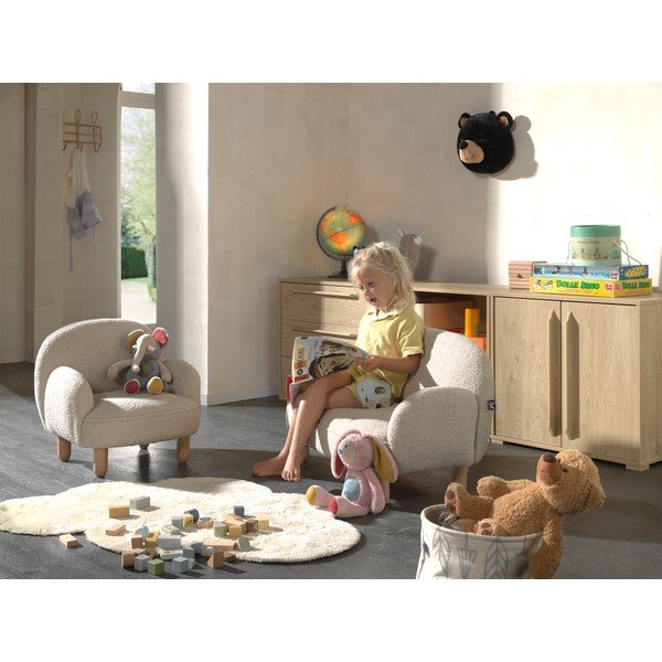 Smėlio spalvos vaikiškas krėslas iš boucle Rocky – Vipack-image-4