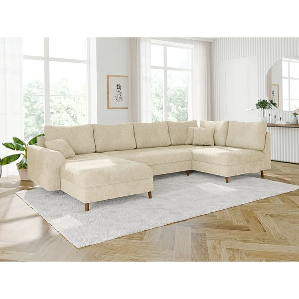 Smėlio spalvos kampinė sofa (su kairiuoju kampu/„U“ formos) Ariella – Ropez-image-1