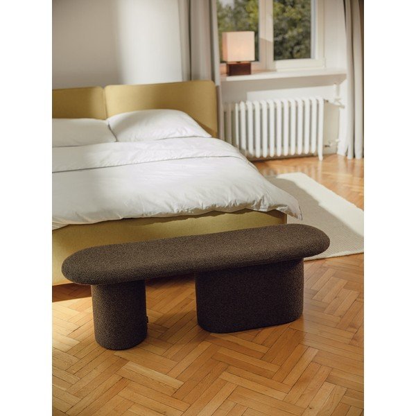 Rudos spalvos paminkštinto audinio suolas iš boucle Rull – noo.ma-image-3