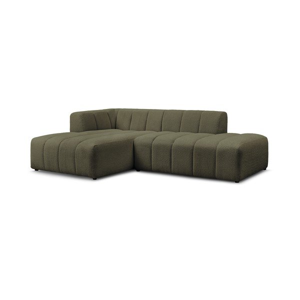 Žalios spalvos iš boucle kampinė sofa (su kairiuoju kampu/su gultu) Annecy – Bobochic Paris-image-3