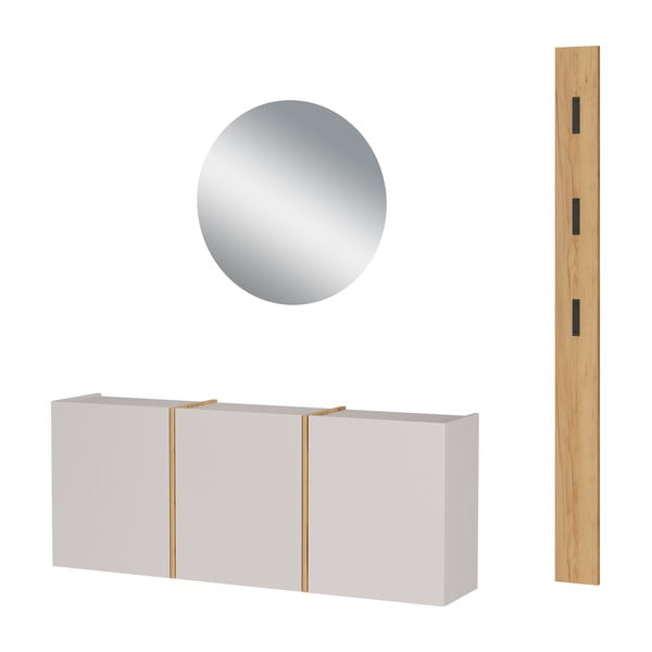 Kreminės spalvos/natūralios spalvos koridoriaus baldas 168x200x27 cm Libbiano – Germania