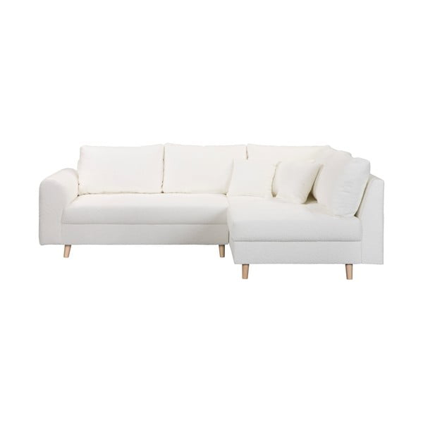 Kampinė sofa baltos spalvos iš boucle (su dešiniuoju kampu) Ariella – Ropez