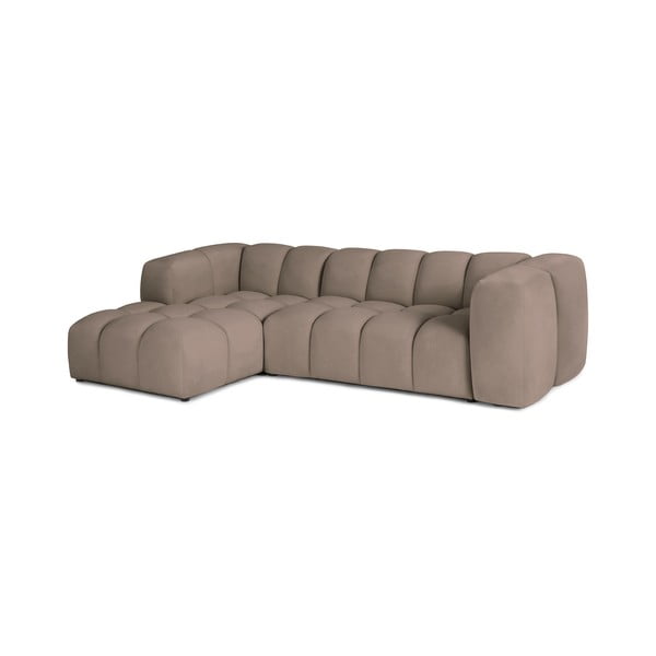 Taupe spalvos iš velveto kampinė sofa (su kairiuoju kampu/su gultu) Cube – Bonami Selection-image-2