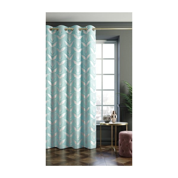 Turkio spalvos mėlynos užuolaidos AmeliaHome Floris, 140 x 250 cm-image-1