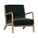 Tamsiai žalias aksominis fotelis su porankiais WOOOD Mark