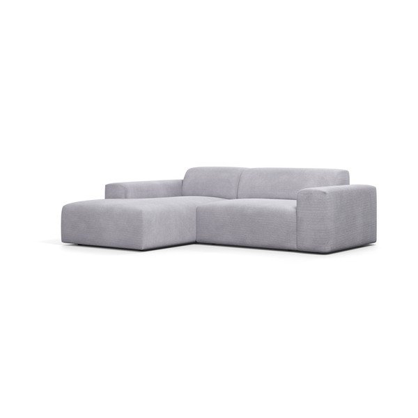Šviesiai pilka aksominė kampinė sofa Marie Claire Home Karen, 250 cm, kairysis kampas-image-2