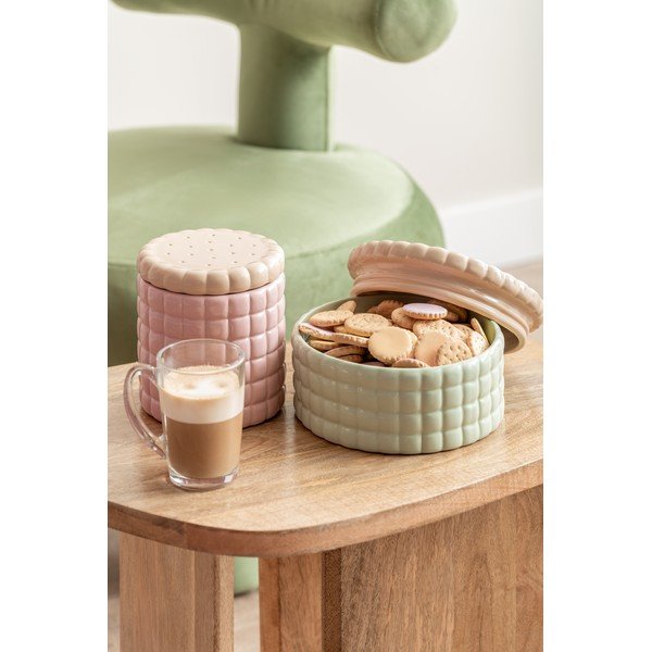 Dekoratyvinė šviesiai rožinės spalvos iš keramikos daiktadėžė ø 14x15 cm Biscuit Box – PT LIVING-image-1
