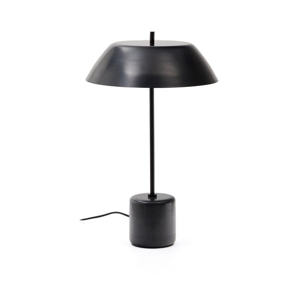 Juodos spalvos iš marmuro stalinis šviestuvas (aukštis 58 cm) su metaliniu gaubtu Sayra – Kave Home