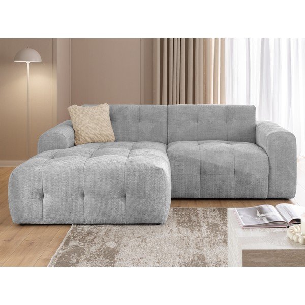 Šviesiai pilkos spalvos kampinė sofa (su kairiuoju kampu/su gultu) Melva – Ropez-image-4