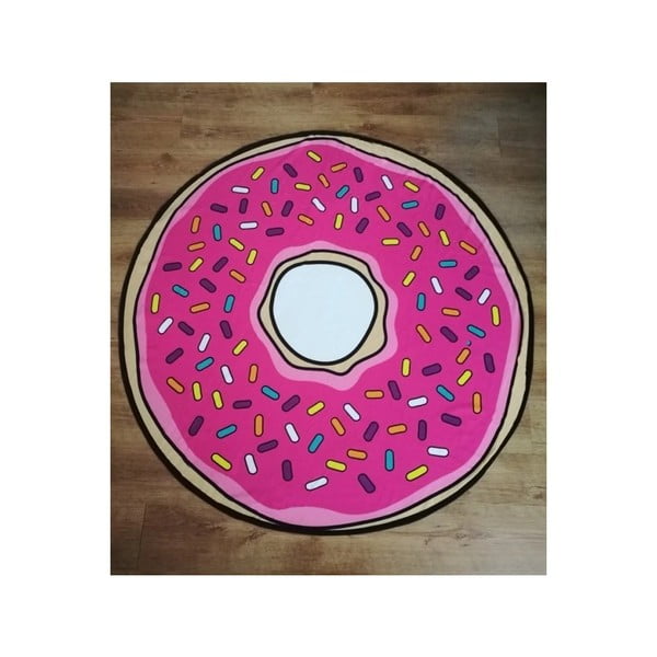 Rožinės spalvos vaikams paplūdimio rankšluostis ø 150 cm Donut – JAHU collections-image-1
