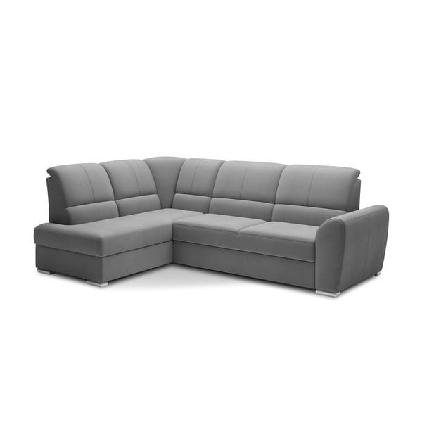 Pilkos spalvos iš velveto sulankstoma/su sandėliavimo vieta kampinė sofa (su kairiuoju kampu/„L“ formos) Siber – ELTAP-image-2