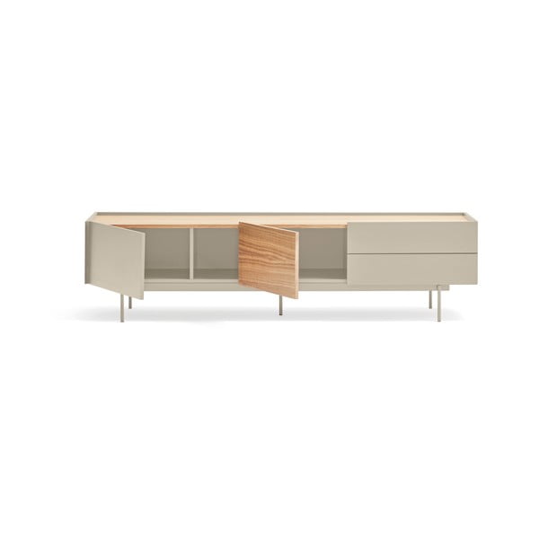 TV spintelė smėlio spalvos/natūralios spalvos iš ąžuolo 180x45 cm Otto – Teulat-image-2