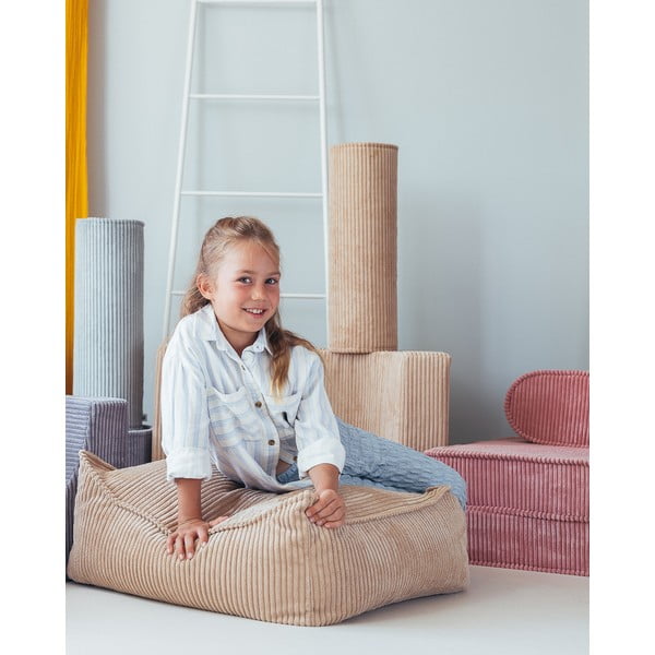 Šviesiai rudos spalvos iš kordinio velveto vaikiškas sėdmaišis Square – Wigiwama-image-1