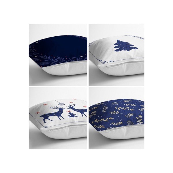 Mėlynos ir baltos spalvos užvalkalų rinkinys, 4 užvalkalai 43x43 cm - Minimalist Cushion Covers-image-1