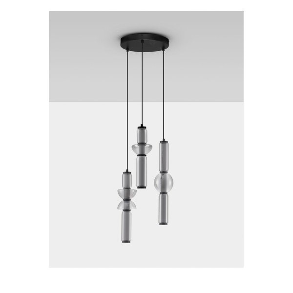 Pilkos spalvos iš stiklo kabantis šviestuvas LED su pritemdymo funkcija ø 38 cm Ulon – Nova Luce-image-3